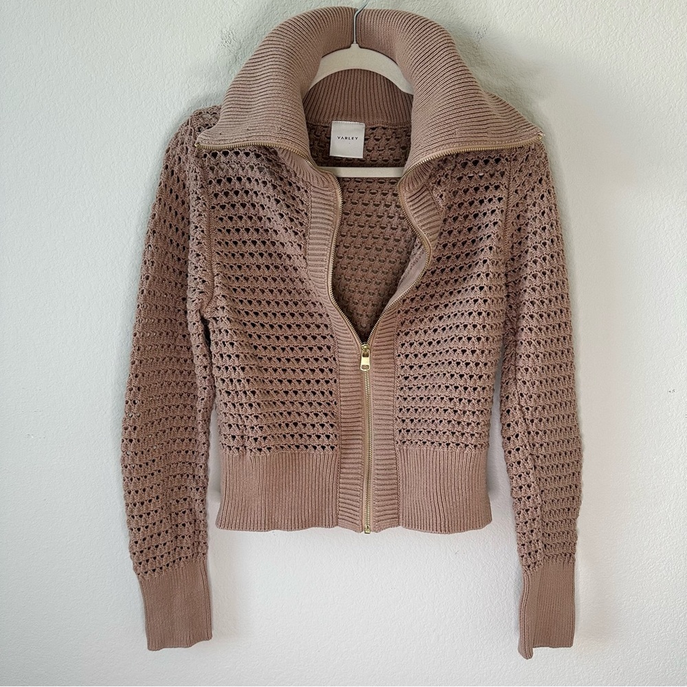 Varley Eloise Zip-through Knit in Brown SZ S - Picture 4 of 10